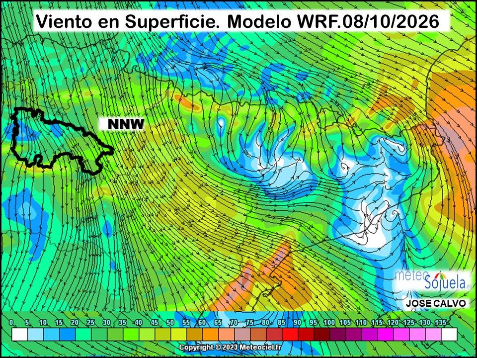 Viento en Superficie Modelo WRF Meteosojuela.