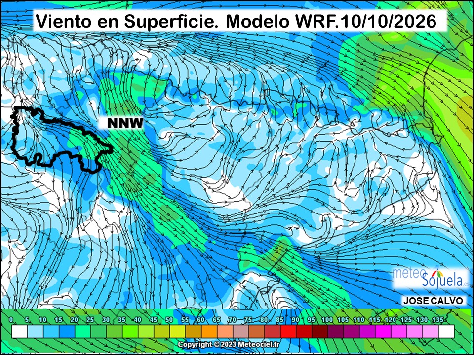 Viento en Superficie Modelo WRF Meteosojuela.