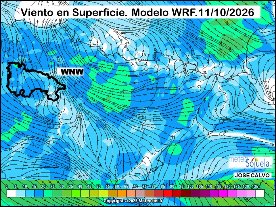 Viento en Superficie Modelo WRF Meteosojuela.