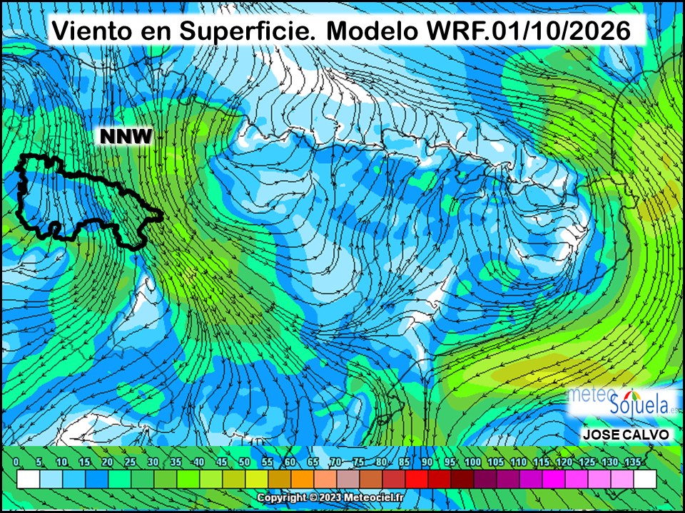 Viento en Superficie Modelo WRF Meteosojuela.